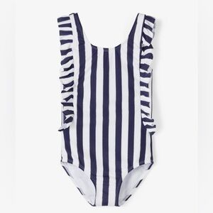 Wonder Nation Navy Blue/White Striped Girls One Piece Swimsuit Size Large 10/12